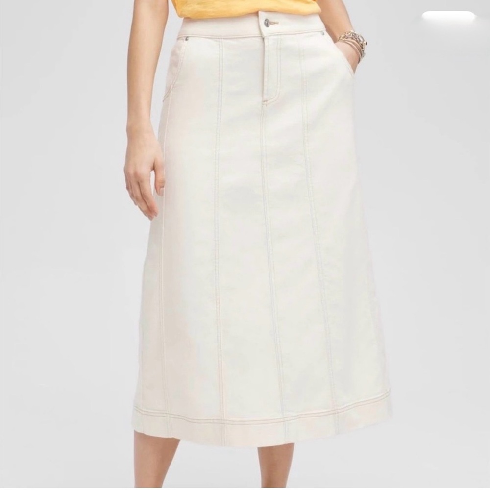 Chico's Cream A-Line Midi Skirt